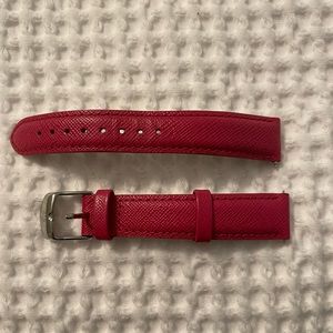 Michele 16mm hot pink leather watch band
